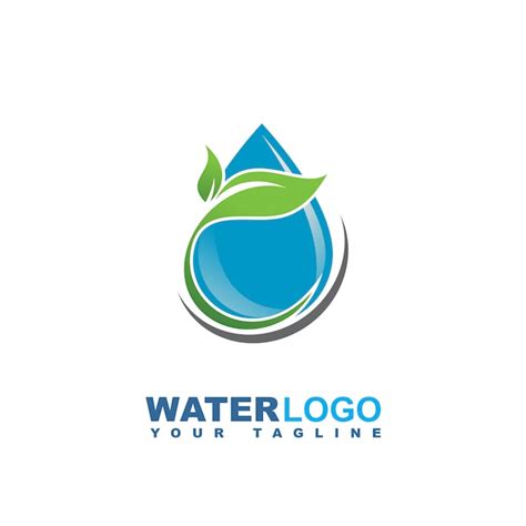 Logo Vectoriel Goutte D Eau Avec Feuille Verte Et Main Vecteur Premium