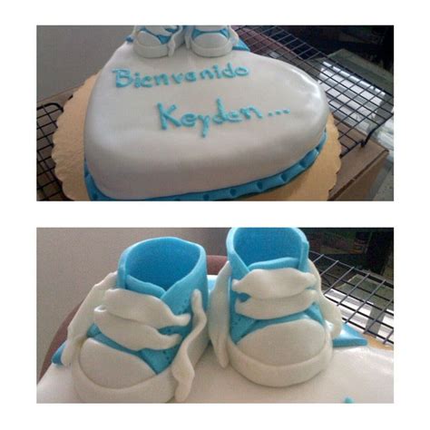 Bizcocho Para Baby Shower De Varón Zapatos En Fondant Porivonne