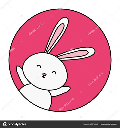 Cute rabbit animal in frame circular Stock Illustration by ©yupiramos ...