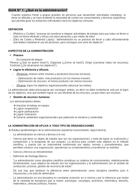 Parcial 1 Administración Guia N° 1 ¿qué Es La Administración Cuando