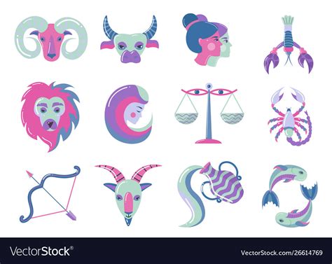 Set modern color zodiac signs for web design Vector Image