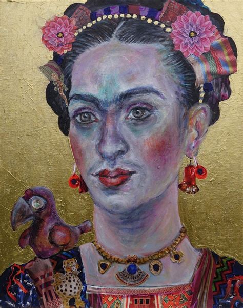 Frida mit präkolumbianischer Figur Gemälde Idee farbe Kunst