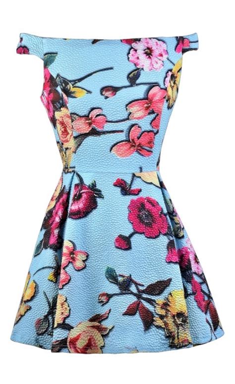 Sky Blue Floral Print Dress Pale Blue Floral Print Dress Cute Summer