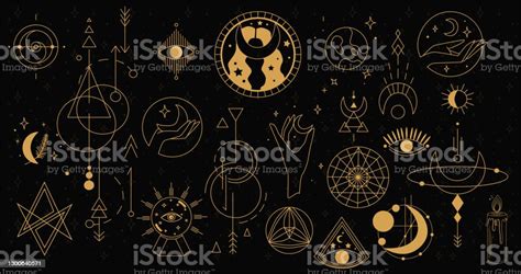 Witch Magic Mystical And Astrology Objects Symbols Doodle Esoteric Boho