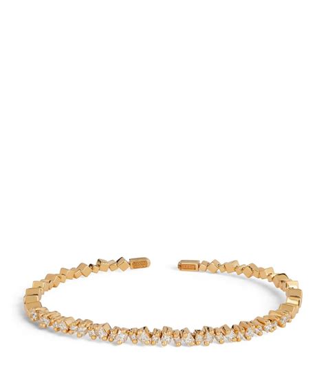 Suzanne Kalan Yellow Gold And Diamond Princess Bangle Harrods US