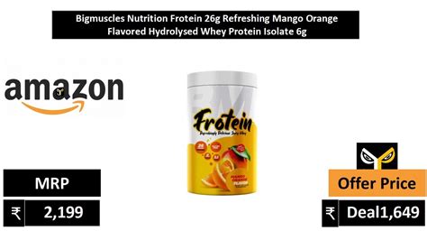 Bigmuscles Nutrition Frotein 26g Refreshing Mango Orange Flavored Hydrolysed Whey Protein