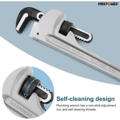 MAXPOWER Pipe Wrench Spanner Heavy Duty Aluminum Stillson Plumbing