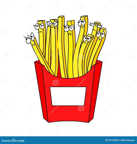 Frieten Met Ogen Grappige Vectorillustratie Vector Illustratie