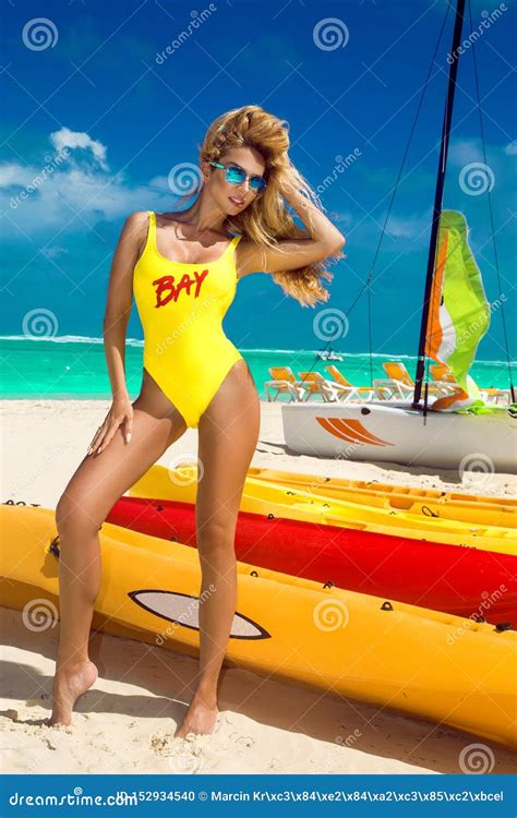 Incredibly Beautiful Model Girl In Bikini At The Seaside Of The