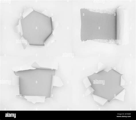 A Set Of Torn Paper In The Center Round And Rectangular Free Space In