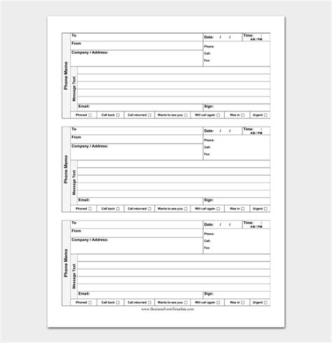 Phone Message Sheet Template