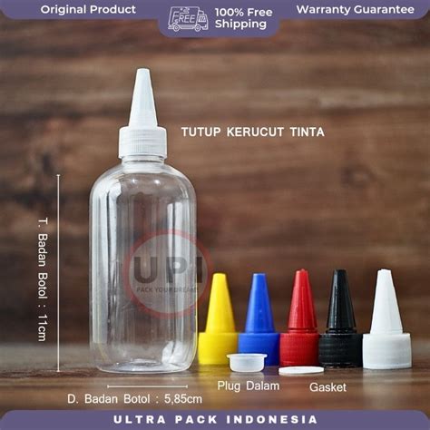 Jual KEMASAN BOTOL TINTA ISI ULANG BOTOL PET SBR 250ML CLEAR TUTUP