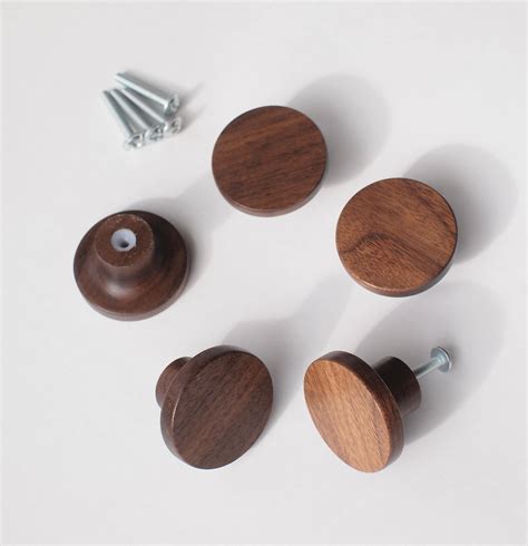 Wooden Drawer Knob Round Solid Wood Cabinet Knobs Dresser Etsy