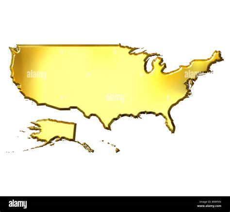 Usa 3d Golden Map Isolated In White Stock Photo Alamy