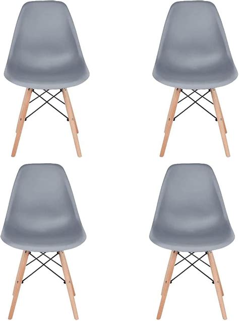 CangLong Lounge DSW Side Dining Chairs Set Of 4 Plastic Grey Color