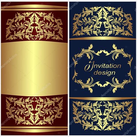 Luxury Invitation Card With Golden Borders Stock Vector