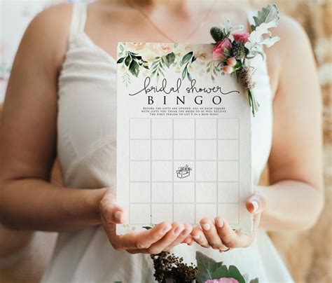 Printable Bridal Shower Bingo Game Card Bridal Shower Bingo Card