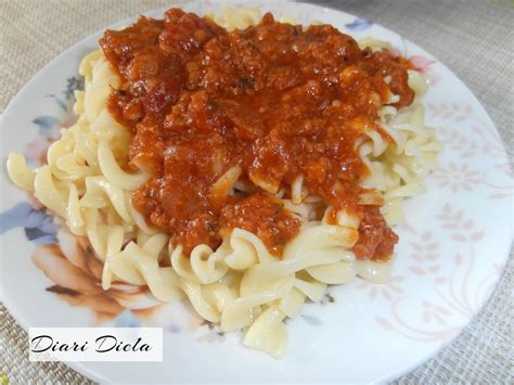 Diari Diela Spiral Pasta Bolognese Mudah