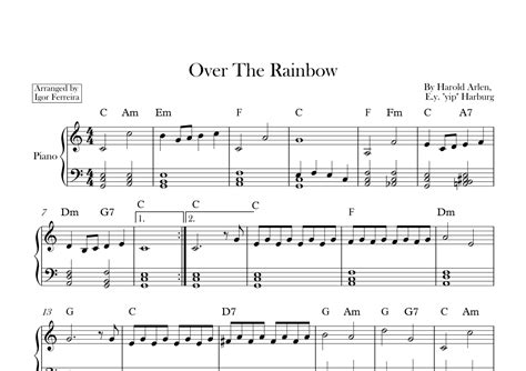 Over The Rainbow Arr Igor Ferreira Partitions Judy Garland Piano