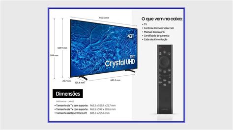 Ficha técnica do smart TV Samsung Crystal UHD 43 UN43BU8000