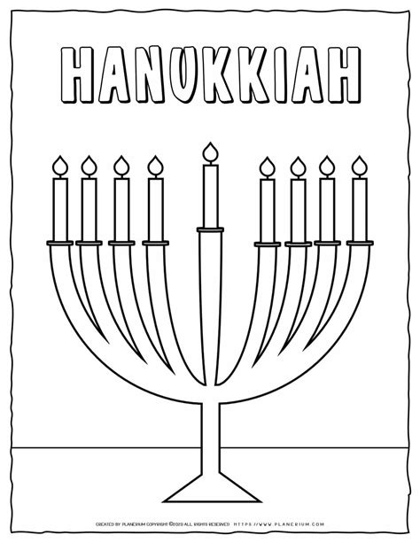 Hanukkah Menorah Coloring Page Free Printable Planerium