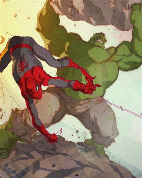 Spider-Man and Hulk Fight Alongside Each Other in Art — GeekTyrant ...