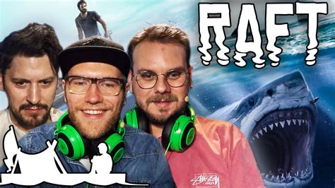 Hungrige Haie Teamwork 3 Freunde Raft Mit Etienne Simon Nils