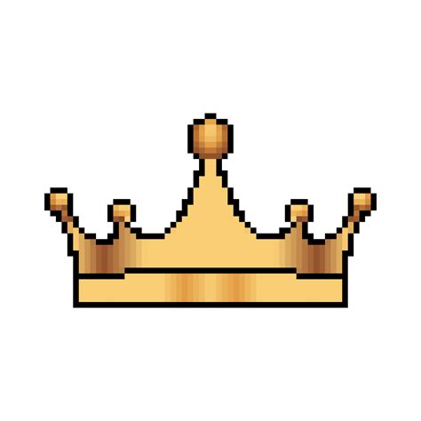 Pixel art crown. Pixel art golden crown. Pixel art royal king hat. Transparent background ...