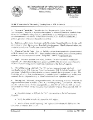 Fillable Online Faa Order Procedures For Requesting