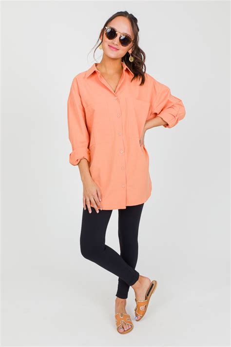 Mikayla Button Down Ginger New Arrivals The Blue Door Boutique