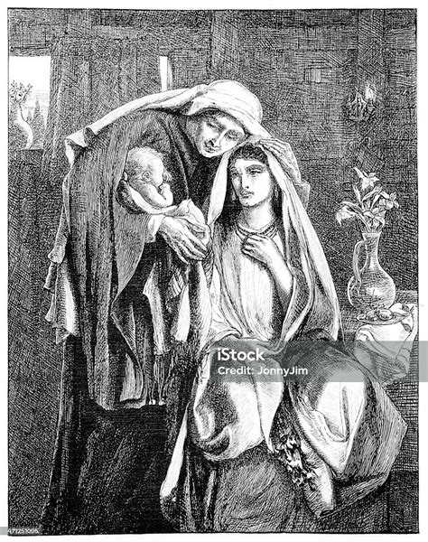 Victorian Bible Illustration Ruth Naomi And The Child Obed Stock