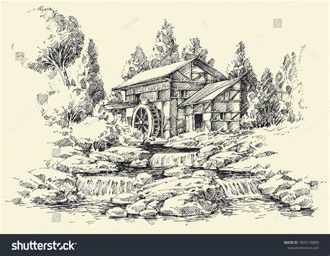 136 Watermill Sketch Images Stock Photos 3D Objects Vectors