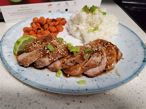 Bulgogi Pork Tenderloin With Roasted Carrots And Lime Rice R Hellofresh