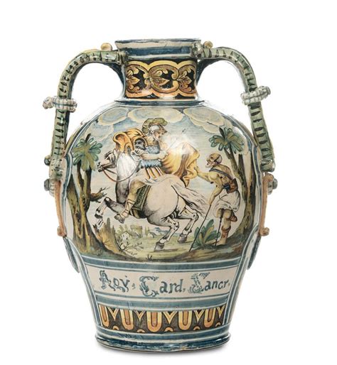 Grande Vaso Biansato In Maiolica Castelli Xviii Secolo Asta Fine Art