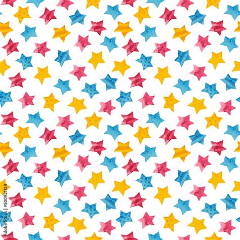 Pansexual Pride Seamless Pattern Lgbtqia Watercolor Clipart Pan Rainbow Stars Stock