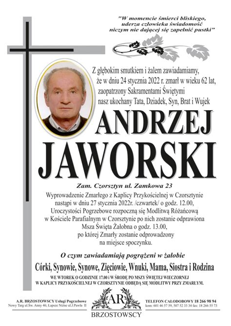 Andrzej Jaworski Nekrologi Podhale24 Pl