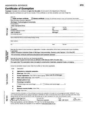 Fillable Online Admin Mtu Minnesota Sales And Use Tax Certificate Of