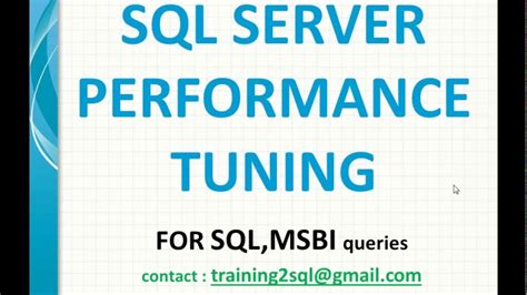 Sql Server Performance Tuning And Query Optimization Youtube