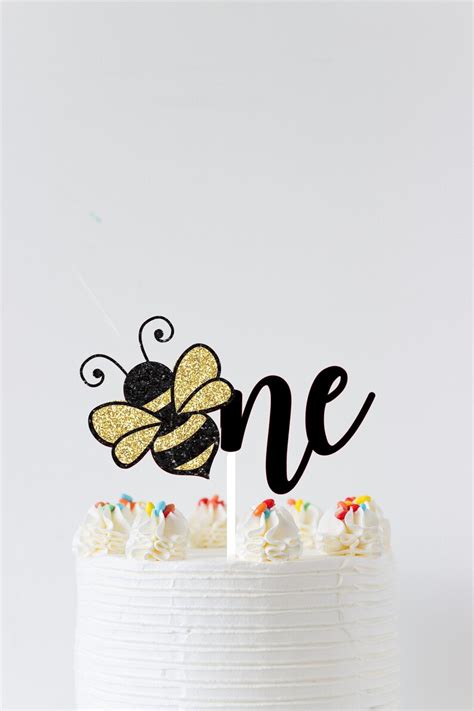Bee Cake Topper Bee Topper Birthday Cake Topper One Cake Etsy