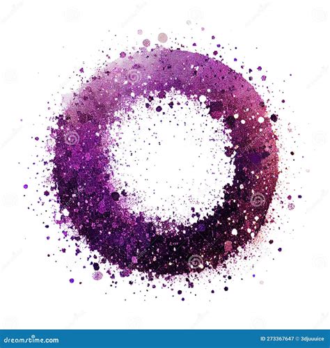 Purple Glitter Swirling Particles On Circle Frame Isolated On White