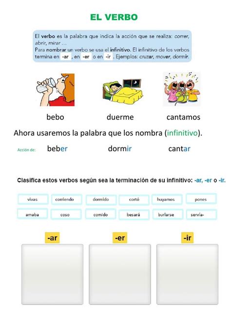 Ficha Online De El Verbo Para Tercero De Primaria Puedes Hacer Los Ejercicios Online O