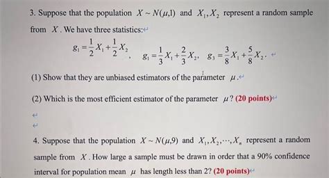 Solved 3 Suppose That The Population X∼n μ 1 And X1 X2