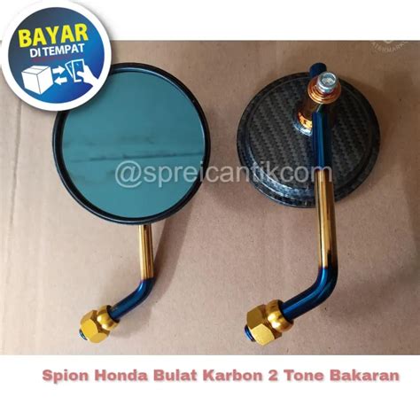 Spion Variasi Honda Dan Yamaha Karbon Bulat 2 Tone Bakaran Lazada