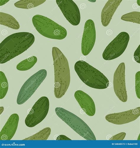 Cucumber Seamless Pattern Vector Background Green Vegetable Pic Stock