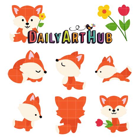 Fox Clip Art Set Daily Art Hub Graphics Alphabets And Svg
