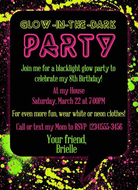 Black Light Party Invitations - Jule im Ausland