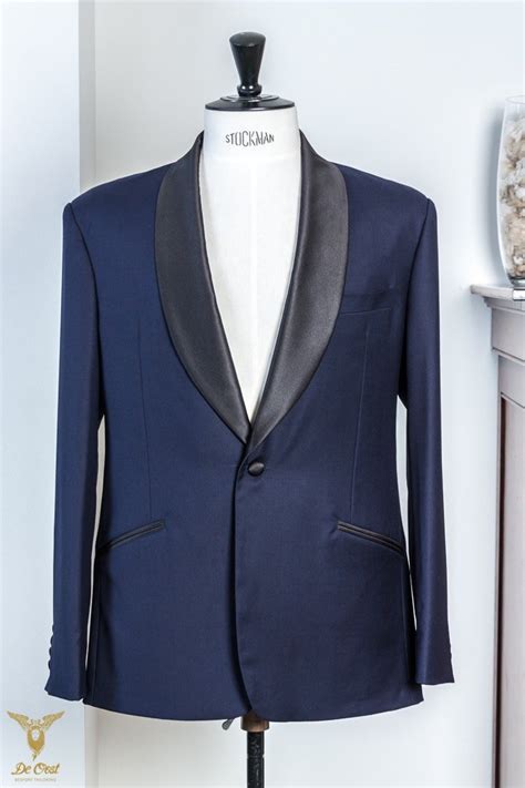 Bright Navy Tuxedo Shawl Collar Tailored Midnight Blue Fancy — De Oost