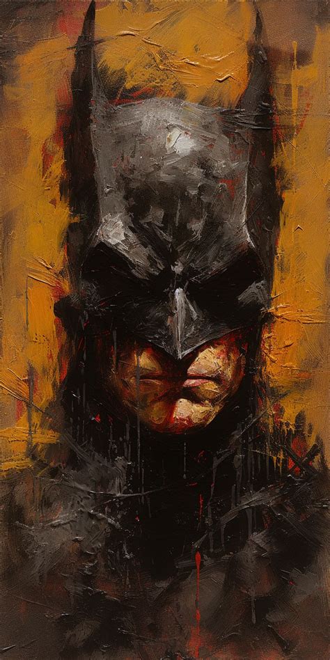 Batman Portrait Impressionistic Oil Illustration Algorithmic