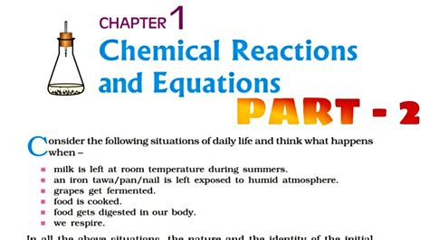 Class 10 Chemistry Chapter 1 Chemical Reaction And Equation Part 2 Explanation With Ncert Cbse