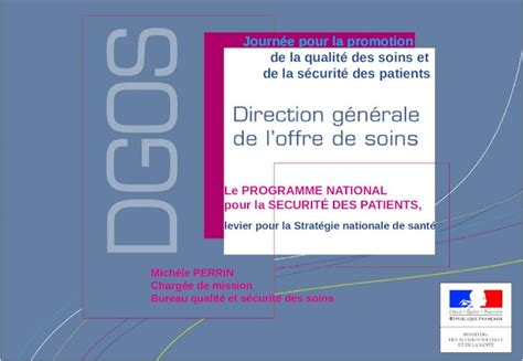 PPT 1 Programme national Sécurité des patients Michèle PERRIN Chargée